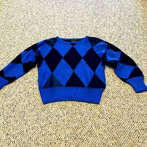I. B. Diffusion Vtg Blue & Black Crewneck Sweater. Medium Y2K